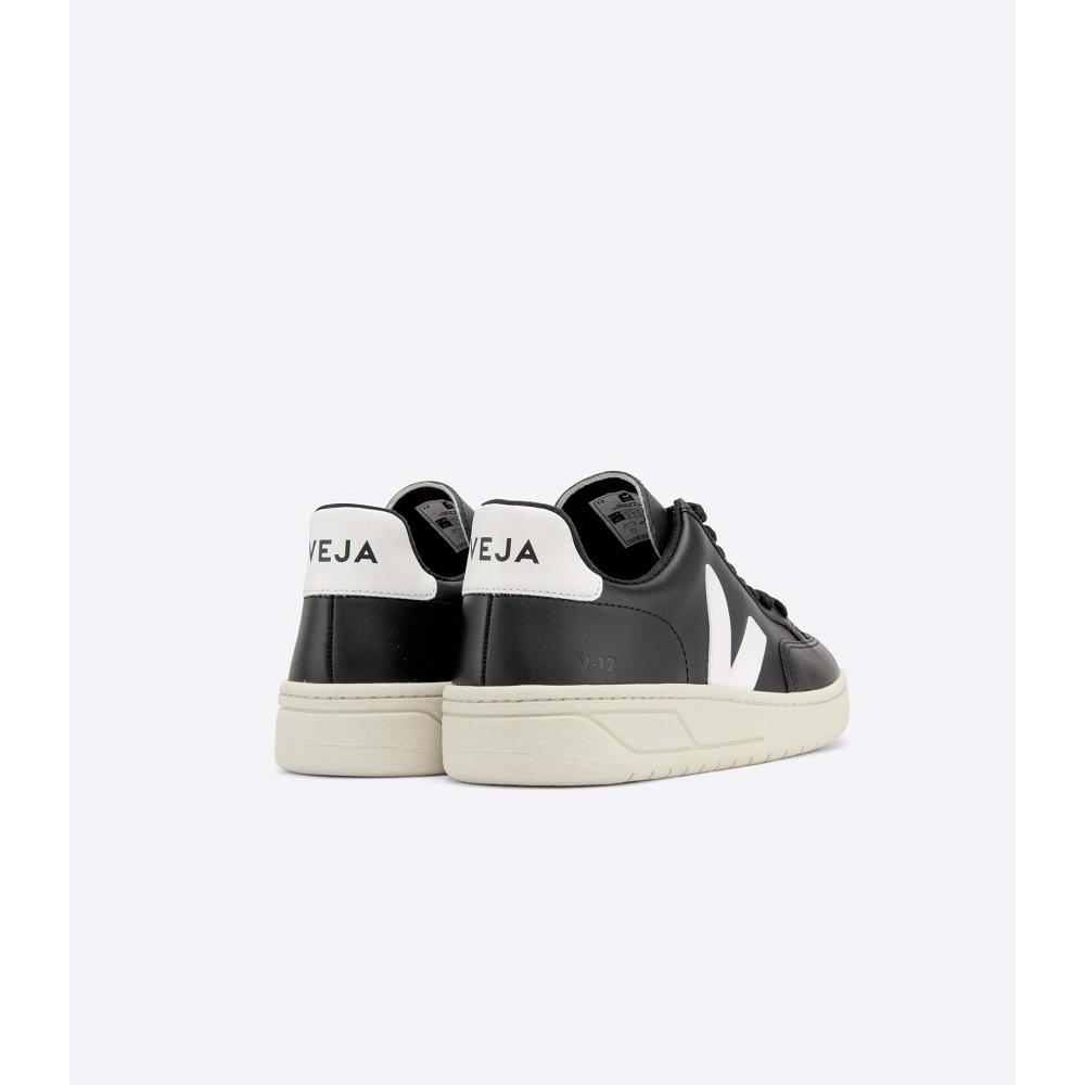 Veja V-12 LEATHER Sneakers Dames Black/White | BE 666VRW